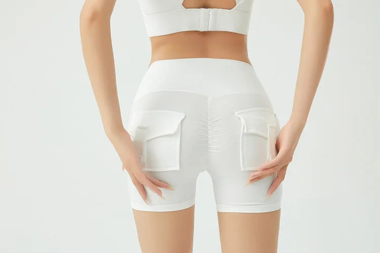 Peach Butt Fitness Shorts Women's Exercise Three-Quarter Pants Cargo Air Dry Pocket Yoga Tight Lift Summer