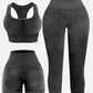 3 Piece Washed Square Neck Wide Strap Active Set