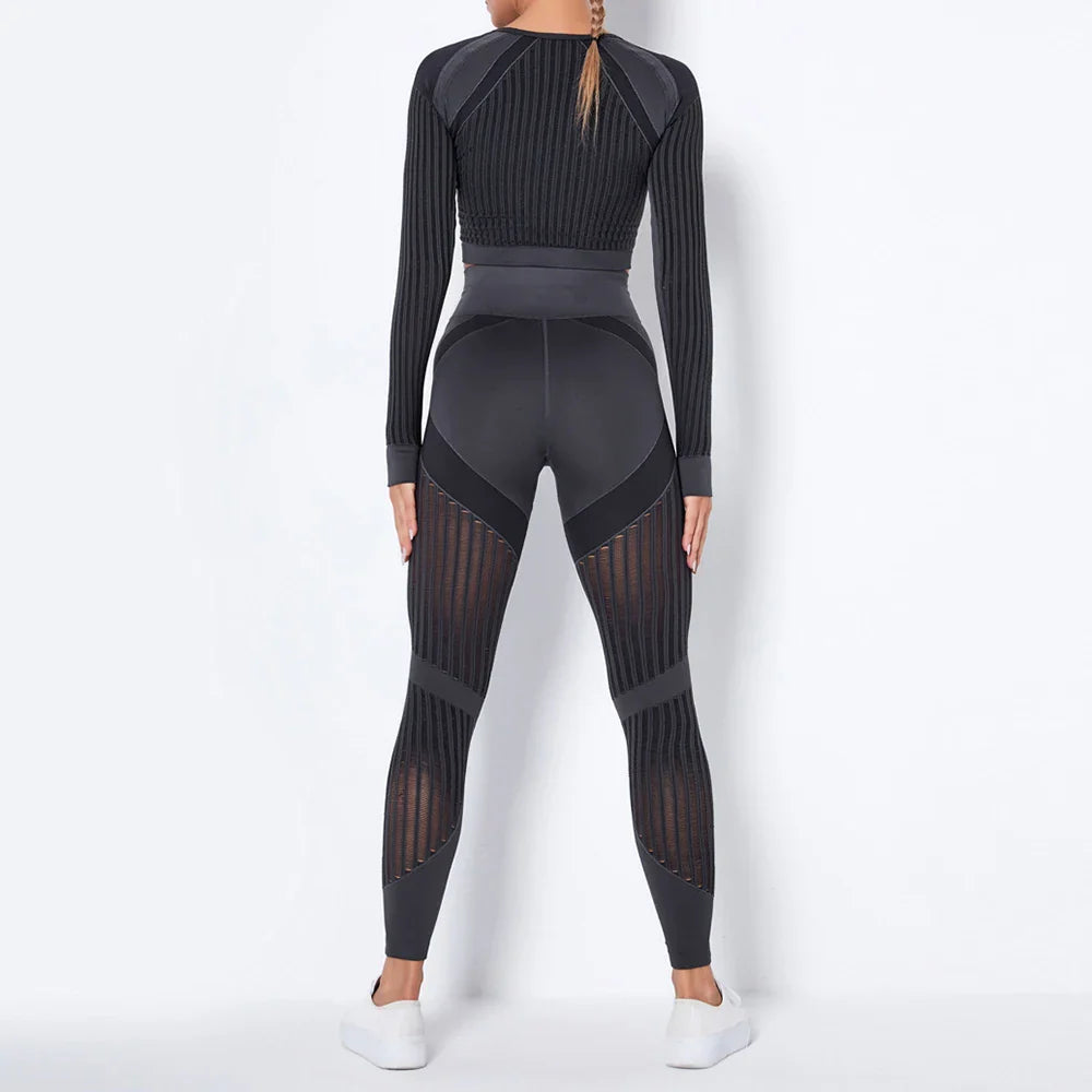 Long Sleeve Crop Top High Waist Legging