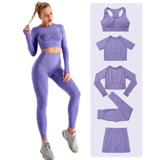 Long Sleeve Crop Top Sports Suit