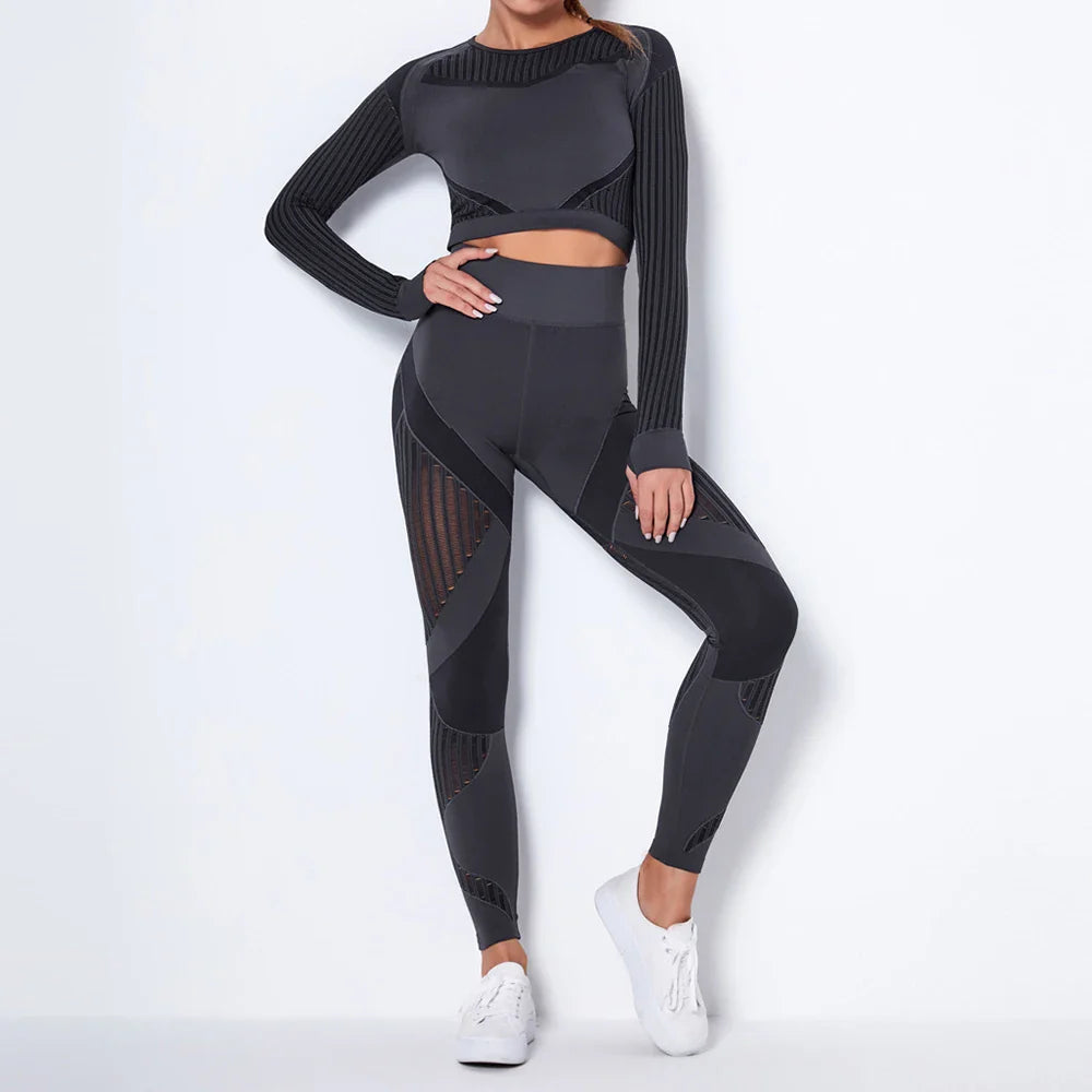 Long Sleeve Crop Top High Waist Legging