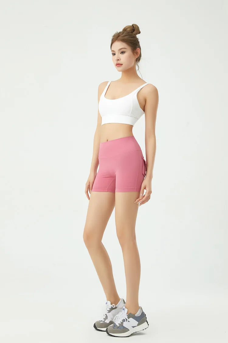 Peach Butt Fitness Shorts Women's Exercise Three-Quarter Pants Cargo Air Dry Pocket Yoga  Tight  Lift Summer