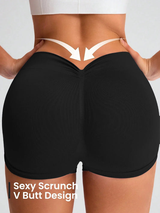 3 Piece Workout Shorts Womens Seamless High Waist Butt Lifting Scrunch Yoga Gym Shorts