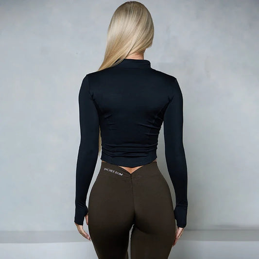 Women BUM New Sculpting Jacket Running Elasticity Yoga Jacket Slim
