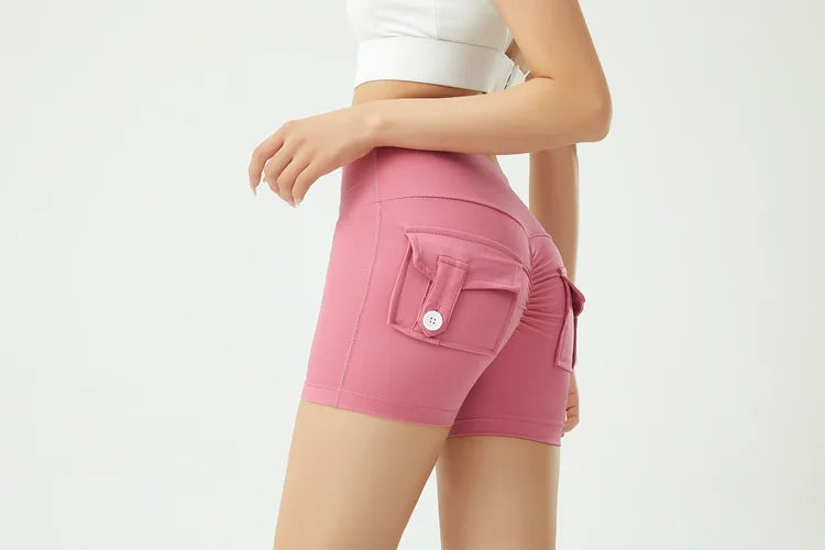 Peach Butt Fitness Shorts Women's Exercise Three-Quarter Pants Cargo Air Dry Pocket Yoga  Tight  Lift Summer