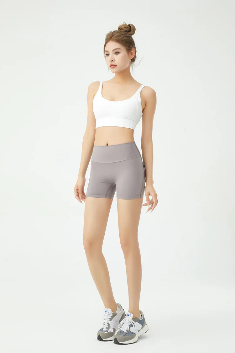Peach Butt Fitness Shorts Women's Exercise Three-Quarter Pants Cargo Air Dry Pocket Yoga  Tight  Lift Summer