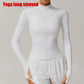 Women Zipper Jacket Yoga T-shirts Solid Sports Top Long Sleeve Crop Tops Running Shirts Sexy Quick Dry Fitness Gym Sport Wear